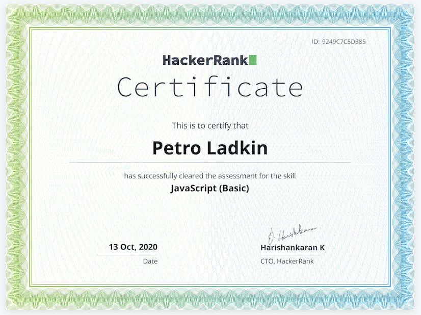 JavaScript (Basic) Certificate
